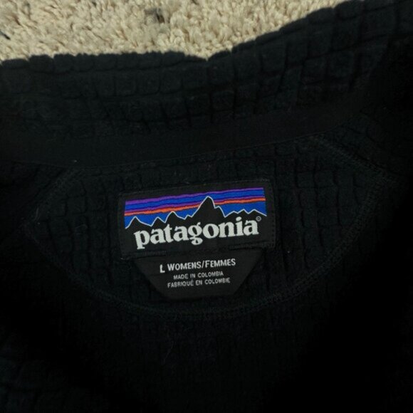 Patagonia Women Large Black Jacket 1/3 Zip Waffle Fleece Lined Chest Polartec - Picture 12 of 13